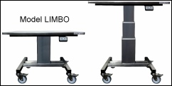 Rustfrit arbejdsbord med hjul. min. h�jde 570 mm og maksimumh�jde 970 mm