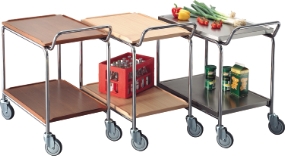 K�kkenvogne med laminathylder eller rustfrie hylder